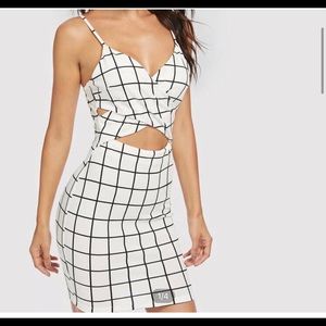 SHEIN Cross Wrap Grid Cami Dress (never worn)